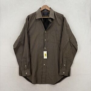 Daniel Cremieux Dress Shirt Mens 16.5 34/35 Brown Henry Cotton Twill Hong Kong